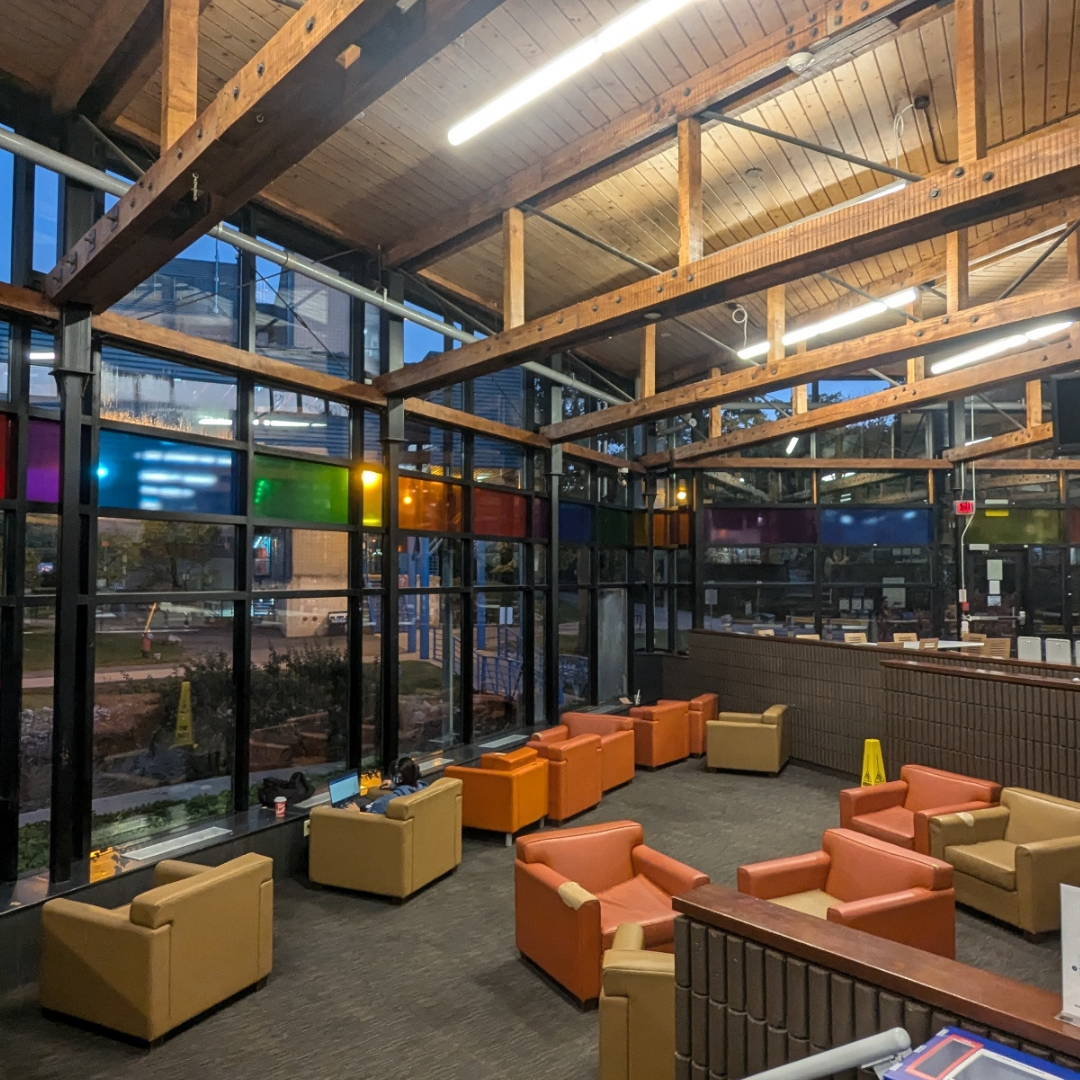 Well, these sounds or noises are iconic since that's what you expect from a room full of people, but it's interesting how a handful of people can create such a noisy space. You can't even hear the radio that's in the fast food section.<br><audio controls src='audio/Cafeteria _01.mp3'></audio>